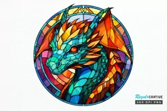 Stained Glass Dragon Sublimation PNG Clipart Product Image 1