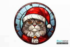 Stained Glass Christmas Cat PNG Clipart Product Image 1