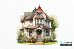 Vintage Houses Sublimation PNG Clipart Product Image 1