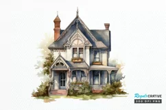 Vintage Houses Sublimation PNG Clipart Product Image 1