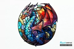 Stained Glass Dragon Sublimation PNG Clipart Product Image 1