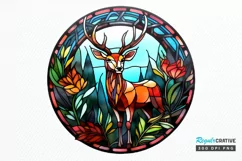 Stained Glass With Christmas Deer Flower PNG Clipart Product Image 1