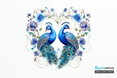 Couple Peacock Heart Sublimation PNG Clipart Product Image 1