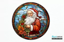 Stained Glass with Christmas Santa Flower PNG Clipart Product Image 1