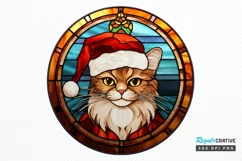 Stained Glass Christmas Cat PNG Clipart Product Image 1