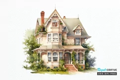 Vintage Houses Sublimation PNG Clipart Product Image 1