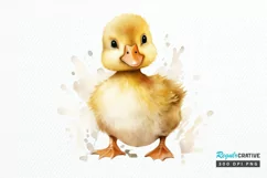 Cute Baby Duck Watercolor PNG Clipart Product Image 1