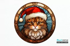 Stained Glass Christmas Cat PNG Clipart Product Image 1