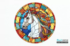 Stained Glass with Christmas Horse PNG Clipart Product Image 1