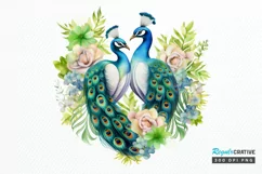 Couple Peacock Heart Sublimation PNG Clipart Product Image 1