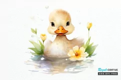 Cute Baby Duck Watercolor PNG Clipart Product Image 1