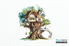 Watercolor Treehouse PNG Clipart Product Image 1