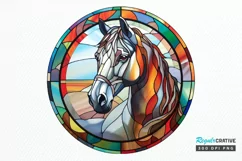 Stained Glass with Christmas Horse PNG Clipart Product Image 1