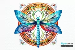 Dragonfly Floral Watercolor PNG Clipart Product Image 1