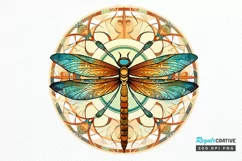 Dragonfly Floral Watercolor PNG Clipart Product Image 1