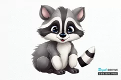 Cute Cartoon Raccoon Sublimation PNG Clipart Product Image 1