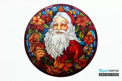 Stained Glass with Christmas Santa Flower PNG Clipart Product Image 1