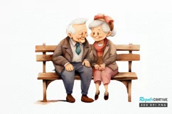 Old Couple On The Bench Sublimation PNG Clipart Product Image 1