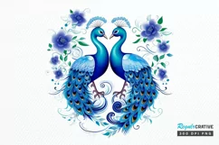Couple Peacock Heart Sublimation PNG Clipart Product Image 1
