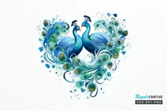 Couple Peacock Heart Sublimation PNG Clipart Product Image 1