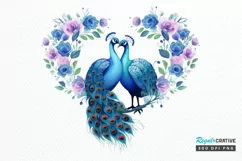 Couple Peacock Heart Sublimation PNG Clipart Product Image 1