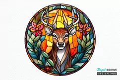 Stained Glass With Christmas Deer Flower PNG Clipart Product Image 1