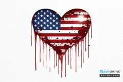 American Flag Dripping Heart PNG Clipart Product Image 1