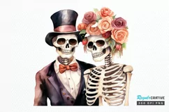 Skeleton Couple Watercolor Sublimation PNG Clipart Product Image 1