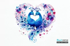 Couple Peacock Heart Sublimation PNG Clipart Product Image 1