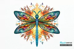 Dragonfly Floral Watercolor PNG Clipart Product Image 1