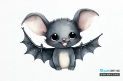 Cute Cartoon Bat Watercolor Sublimation PNG Clipart Product Image 1