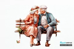 Old Couple On The Bench Sublimation PNG Clipart Product Image 1