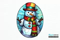 Stained Glass Christmas Snowman PNG Clipart Product Image 1