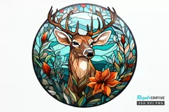 Stained Glass With Christmas Deer Flower PNG Clipart Product Image 1