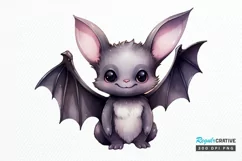 Cute Cartoon Bat Watercolor Sublimation PNG Clipart Product Image 1