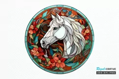 Stained Glass with Christmas Horse PNG Clipart Product Image 1