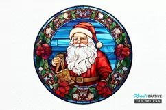 Stained Glass with Christmas Santa Flower PNG Clipart Product Image 1