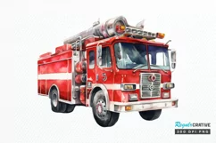 Fire Truck Watercolor Sublimation PNG Clipart Product Image 2