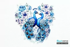 Couple Peacock Heart Sublimation PNG Clipart Product Image 1