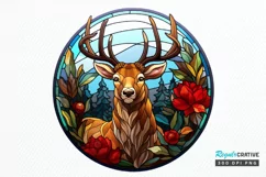 Stained Glass With Christmas Deer Flower PNG Clipart Product Image 1