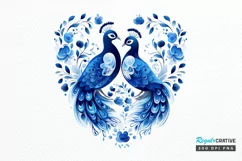 Couple Peacock Heart Sublimation PNG Clipart Product Image 1