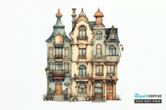 Vintage Houses Sublimation PNG Clipart Product Image 1