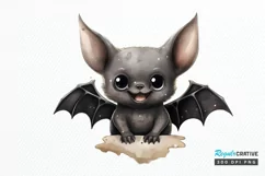 Cute Cartoon Bat Watercolor Sublimation PNG Clipart Product Image 1