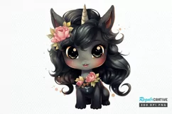 Baby Black Unicorn PNG Clipart Product Image 1