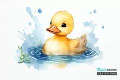 Cute Baby Duck Watercolor PNG Clipart Product Image 1