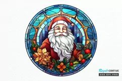 Stained Glass with Christmas Santa Flower PNG Clipart Product Image 1