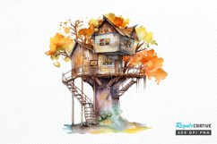 Watercolor Treehouse PNG Clipart Product Image 1