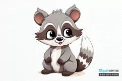 Cute Cartoon Raccoon Sublimation PNG Clipart Product Image 1