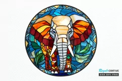 Stained Glass with Christmas Elephant PNG Clipart Product Image 1
