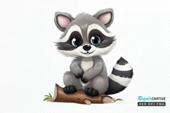 Cute Cartoon Raccoon Sublimation PNG Clipart Product Image 1